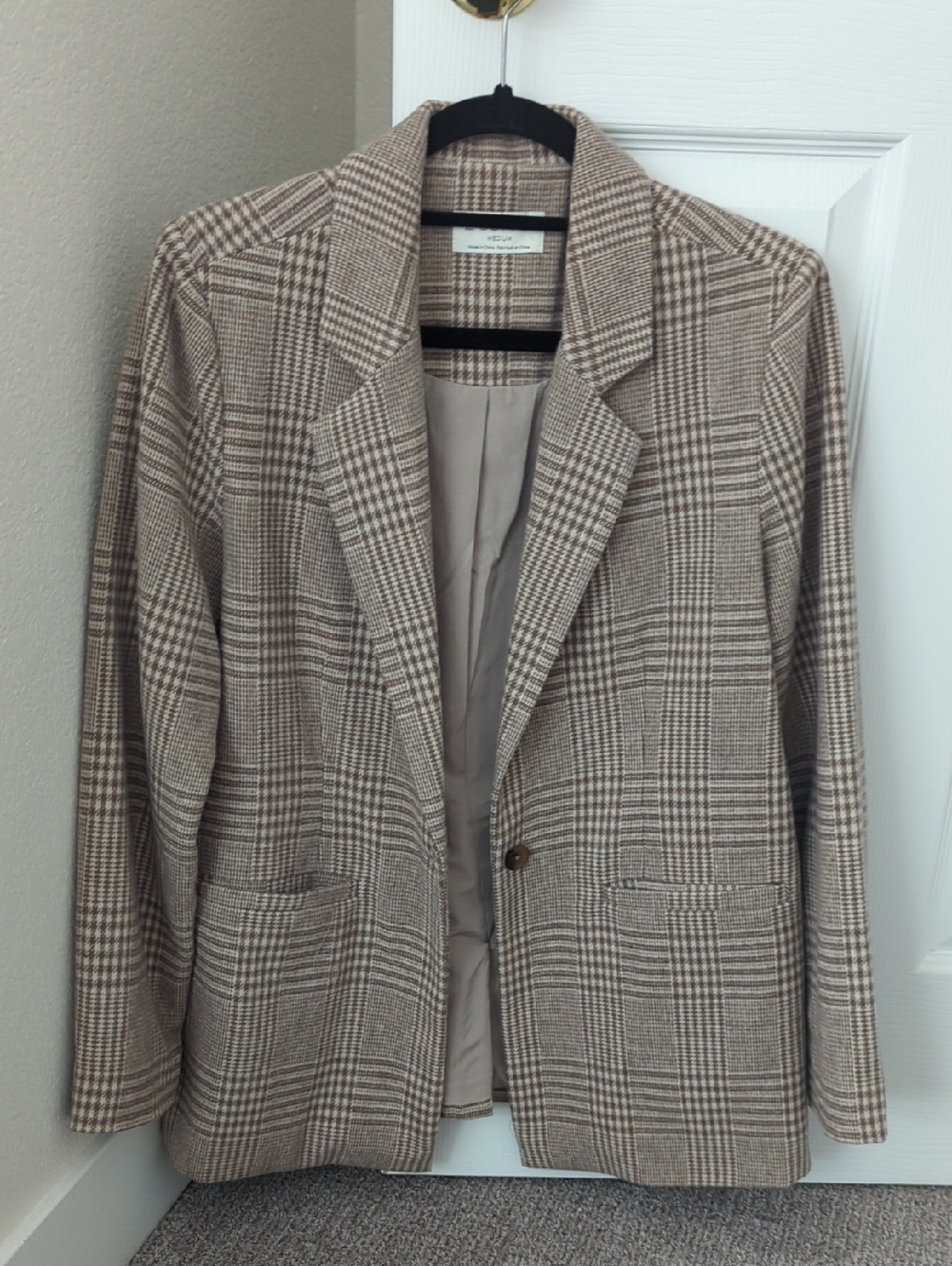 Z Supply Brown and Cream Plaid Blazer